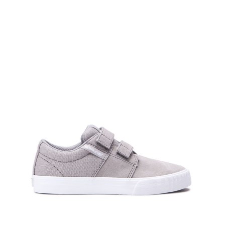Supra Stacks II Vulc Velcro - Παιδικα Αθλητικα Παπουτσια - Γκρι (GR4768)